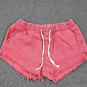 Billabong Pink Athletic Shorts with Frayed Hem